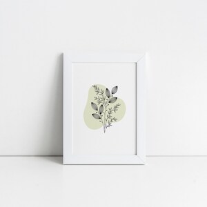 Impression d&#39;art floral vert | Impression A5 sans cadre | Décoration d&#39;intérieur idéale | Affiche de dessin au trait