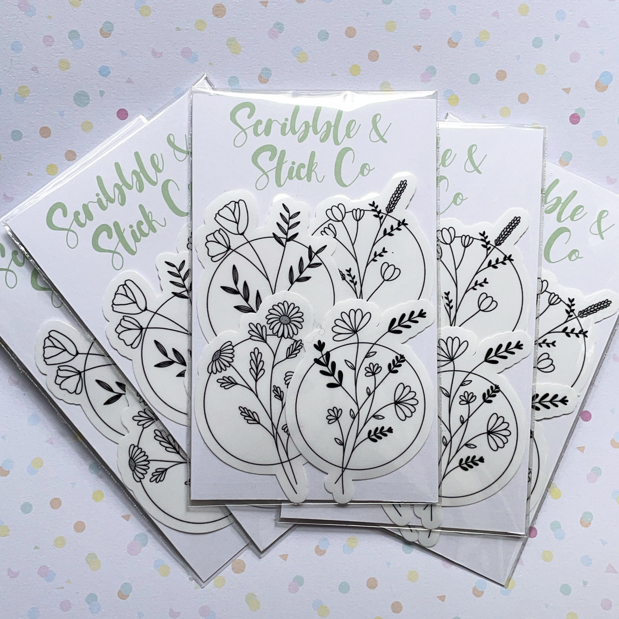 Flower Sticker Multipack | Hand Drawn Flowers | Laptop Decal | Phone ...