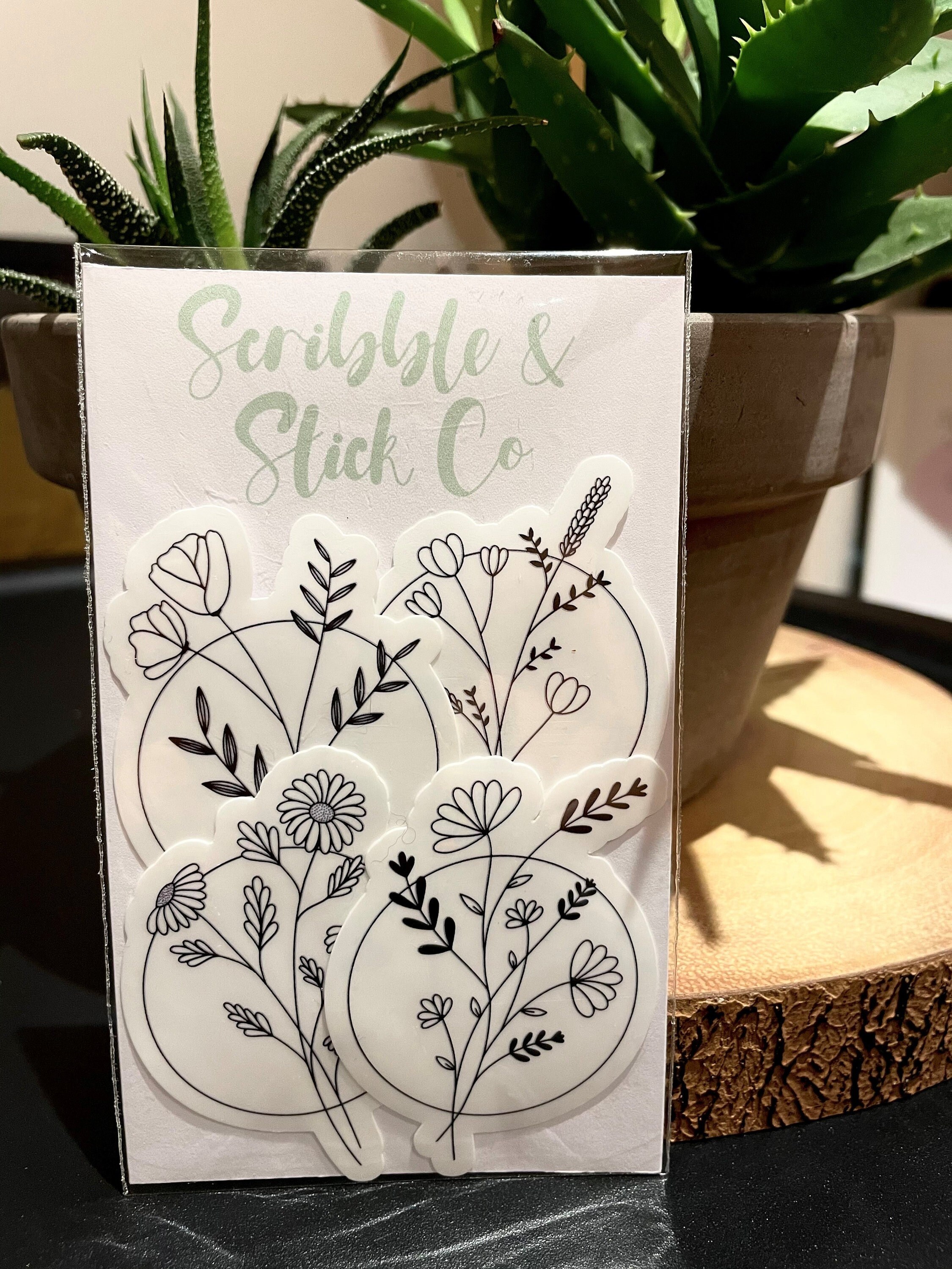 Flower Sticker Multipack | Hand Drawn Flowers | Laptop Decal | Phone ...