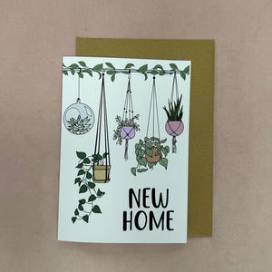 Tarjeta de felicitación A6 con sobre marrón artesanal para amantes de las plantas de interior y plantas colgantes