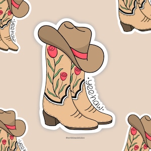 Cowboy Boots Vinyl Aufkleber Matt | Cowboyhut | Cowgirl Stiefel | Rosen Aufkleber | Cowgirl Ästhetik | Laptop Aufkleber | Kindle Zubehör