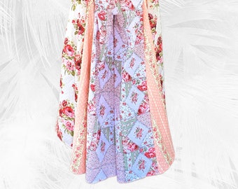 Rose Print Palazzo Pants: Bohemian Patchwork Wide Leg Gauchos
