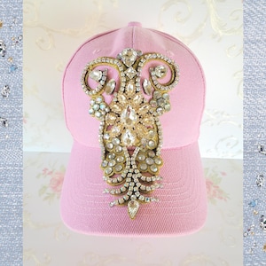 Luxury Pink Rhinestone Baseball Cap for Women, Glam Jeweled Hat with Crystals, Sparkly Statement Cap, Bling Hat for Fashion Lovers