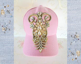 Bright Pink Unique Embellished Summer Bling Baseball Cap - Etsy display picture 3
