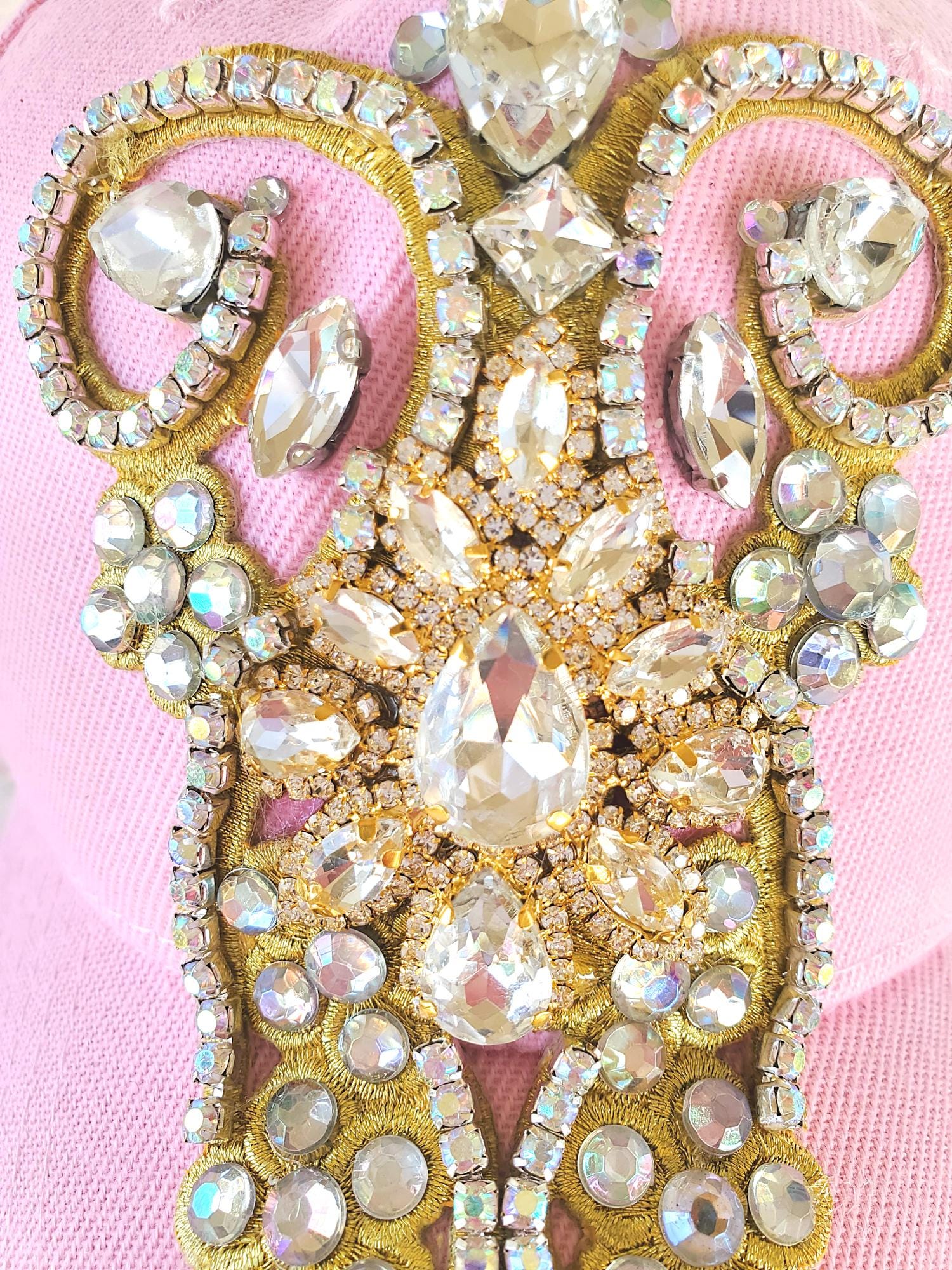 Pink Rhinestone Baseball Cap: Glam Jeweled Crystal Bling Hat 