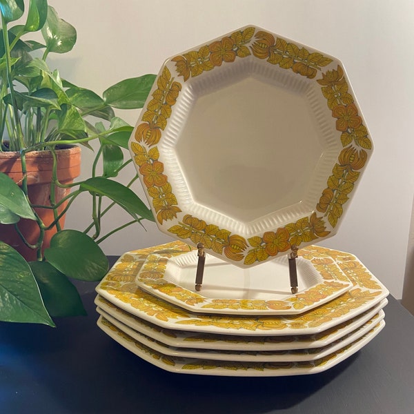 Vintage Yellow Bouquet Independence Ironstone Plates