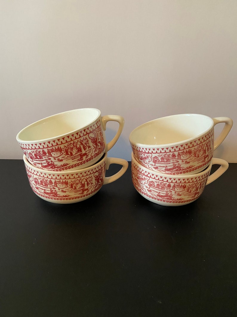 1965 Royal USA Memory Lane Pink Ironstone Teacups/ Set of 4 image 1