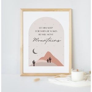 Lascialo dormire per quando si sveglia si muoverà montagne Stampa, arte murale stampabile, decorazione per l&#39;asilo nido neutro, decorazione per la stanza dei bambini, DOWNLOAD DIGITALE