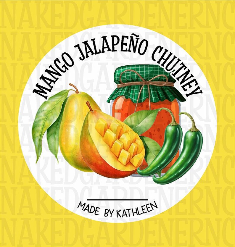 Mango Jalapeno Chutney CUSTOM Canning Labels for Regular Mouth Jar or ...