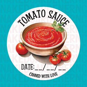 Tomato Sauce Canning Labels for Regular Mouth Jar or Wide Mouth Jar - Sheet of 12 - Canning Stickers / Labels / Customize