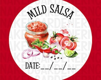 Mild Salsa Canning Labels for Regular Mouth Jar or Wide Mouth Jar - Sheet of 12 - Canning Stickers / Labels / Customize
