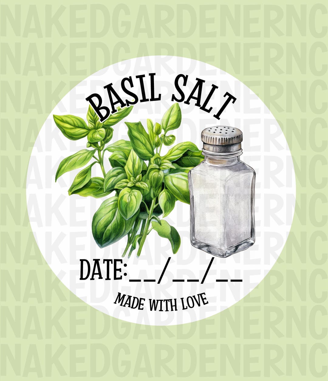 Basil Salt Labels for Regular Mouth Jar or Wide Mouth Jar - Sheet of 12 ...