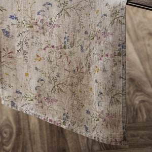 Linen Table Runner Meadow Linen Table Runner Dinning Room, Beige in Melange Table Runner, Floral Table Runner Home Decorative