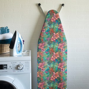 UNIVERSAL Ironing Board Cover up to 140x45cm - 100% Cotton Top Layer Oeko-Tex tested for harmful substances - with 3 Clips