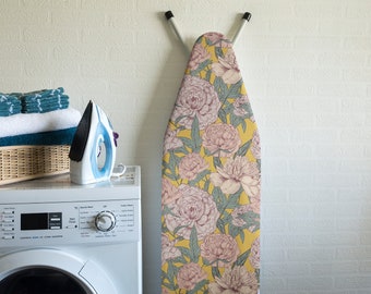 UNIVERSAL Ironing Board Cover up to 140x45cm - 100% Cotton Top Layer Oeko-Tex tested for harmful substances - with 3 Clips