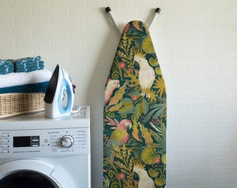 UNIVERSAL Ironing Board Cover up to 140x45cm - 100% Cotton Top Layer Oeko-Tex tested for harmful substances - with 3 Clips