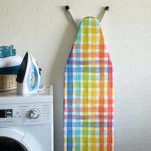 UNIVERSAL Ironing Board Cover up to 140x45cm - 100% Cotton Top Layer Oeko-Tex tested for harmful substances - with 3 Clips