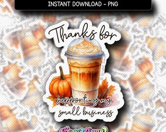 Thanks For Supporting My Small Business Sticker, Fall Business Thank You Sticker PNG, Small Business Support, Commercial Use