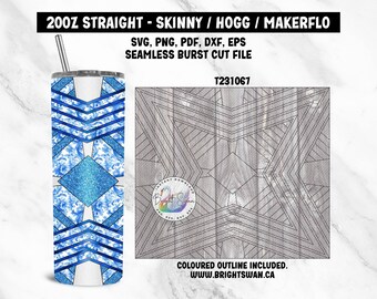 Layered Geometric Star Tumbler Template SVG, DXF, EPS for 20oz Straight Skinny | Burst Template for Tumbler | Starburst Tumbler Template
