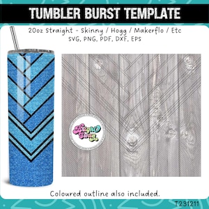 VSplit Tumbler Burst Herringbone Template for Skinny Straight 20oz & 30oz | Seamless V-Split SVG, DXF, EPS, png | Hogg Wrap Makerflo