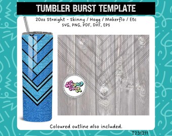 VSplit Tumbler Burst Herringbone Template for Skinny Straight 20oz & 30oz | Seamless V-Split SVG, DXF, EPS, png | Hogg Wrap Makerflo