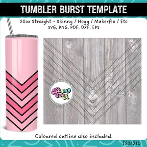 VSplit Tumbler Burst Template for Skinny Straight 20oz & 30oz | Seamless V-Split SVG, DXF, EPS, png | Hogg Wrap Makerflo | Commercial Use
