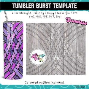 Weaved Split svg Tumbler Burst Template for Skinny Straight 20oz & 30oz | Seamless SVG, DXF, EPS, png | Hogg Makerflo | Commercial Use