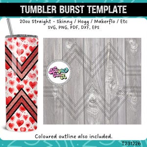 VSplit Tumbler Burst Template for Skinny Straight 20oz & 30oz | Seamless V-Split SVG, DXF, EPS, png | Hogg Wrap Makerflo | Commercial Use