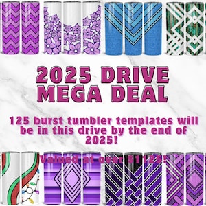 2025 Tumbler Burst File Template Drive for Skinny Straight 20oz & 30oz Tumblers | SVG, DXF, EPS, png | Hogg Makerflo compatible templates