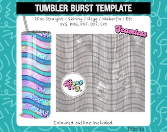 Waves Tumbler svg Peekaboo Template | SVG, DXF, EPS for 20oz 30oz Straight Skinny Hogg Makerflo | Seamless | Commercial Use
