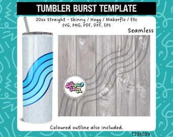 Waves Tumbler svg Peekaboo Cut Template | SVG, DXF, EPS for 20oz 30oz Straight Skinny Hogg Makerflo | Seamless | Commercial Use