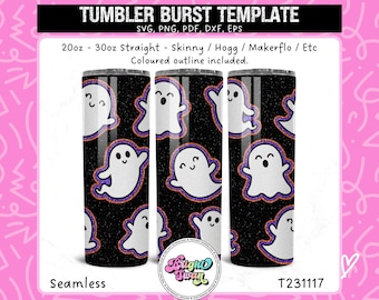 Halloween Burst svg Ghosts Burst Tumbler Template Peekaboo | SVG, DXF, EPS for 20oz 30oz Straight Skinny Hogg Makerflo | Commercial Use