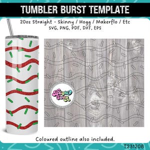 Christmas Tree Cake Tumbler Template Cut File | SVG, DXF, EPS for 20oz 30oz Straight Skinny Burst Template Commercial Use
