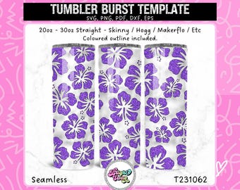 Floral Tumbler Template SVG, DXF, EPS for 20oz Straight Skinny | Burst Template for Tumbler