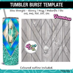 VSplit Tumbler Burst Template for Skinny Straight 20oz & 30oz | Seamless V-Split SVG, DXF, EPS, png | Hogg Wrap Makerflo | Commercial Use