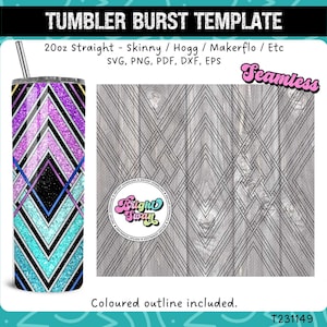 Weaved V-Split svg Tumbler Burst Template for Skinny Straight 20oz & 30oz | Seamless SVG, DXF, EPS, png | Hogg Makerflo | Commercial Use