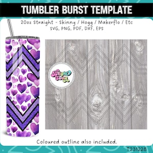 VSplit Tumbler Burst Template for Skinny Straight 20oz & 30oz | Seamless V-Split SVG, DXF, EPS, png | Hogg Wrap Makerflo | Commercial Use