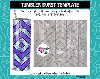 Diamond Criss Cross | Cricut Cut File for Tumblers | SVG, EPS, DXF | Diamond Burst Template svg Digital Download | 20oz 30 tumbler template