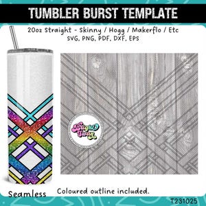 Geweven V-Split SVG Tumbler Burst-sjabloon voor Skinny Straight 20oz & 30oz | Naadloze SVG, DXF, EPS, png | Hogg Makerflo | Commercieel gebruik