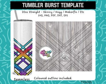 Weaved V-Split svg Tumbler Burst Template for Skinny Straight 20oz & 30oz | Seamless SVG, DXF, EPS, png | Hogg Makerflo | Commercial Use