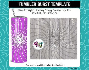 Funky Starburst Tumbler Template SVG, DXF, EPS for 20oz Straight Skinny | Burst Template for Tumbler | Template Cut File | Instant Download