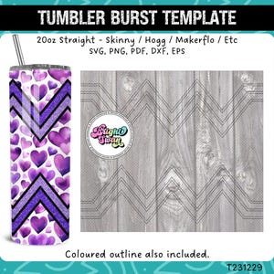 VSplit Tumbler Burst Template for Skinny Straight 20oz & 30oz | Seamless V-Split SVG, DXF, EPS, png | Hogg Wrap Makerflo | Commercial Use