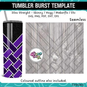 Weaved V-Split svg Tumbler Burst Template for Skinny Straight 20oz & 30oz | Seamless SVG, DXF, EPS, png | Hogg Makerflo | Commercial Use