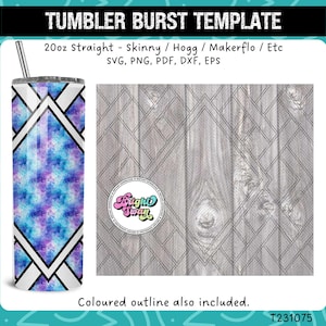 Diamond Weave svg Tumbler Burst Template for Skinny Straight 20oz & 30oz | Seamless SVG, DXF, EPS, png | Hogg Makerflo | Commercial Use