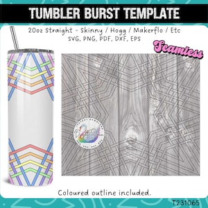 Interlocking Geometric Star Tumbler Template SVG, DXF, EPS for 20oz Straight Skinny | Burst Template for Tumbler svg  Digital Download
