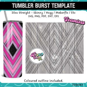 Glitter V-Split svg Tumbler Burst Template for Skinny Straight 20oz & 30oz | Seamless SVG, DXF, EPS, png | Hogg Makerflo | Commercial Use