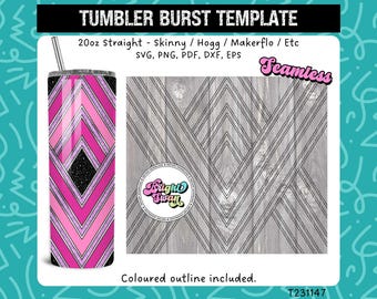 Glitter V-Split svg Tumbler Burst Template for Skinny Straight 20oz & 30oz | Seamless SVG, DXF, EPS, png | Hogg Makerflo | Commercial Use