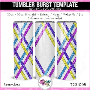 Diamond Weave svg Tumbler Burst Template for Skinny Straight 20oz & 30oz | Seamless SVG, DXF, EPS, png | Hogg Makerflo | Commercial Use