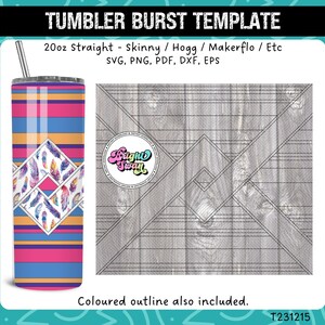 Serape V-Split svg Tumbler Burst Template for Skinny Straight 20oz & 30oz | Seamless SVG, DXF, EPS, png | Hogg Makerflo | Commercial Use