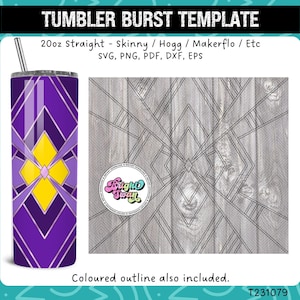 Overlapping Diamond Tumbler Template | Cricut Cut File for Tumblers | SVG, EPS, DXF | Diamond Burst Template svg 20oz 30oz Digital Download